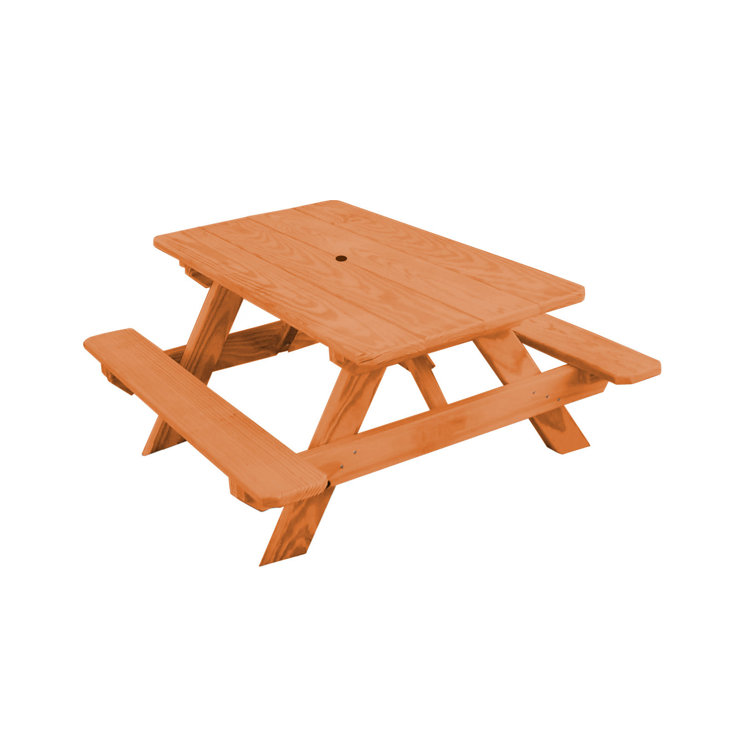 Harriet Bee Bianco Kids 3 Piece Solid Wood Rectangular Outdoor Table and Chair Set and Bench